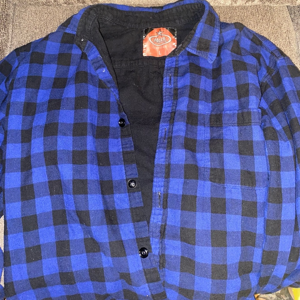 Mack Certified Blue and Black Flannel size Large.